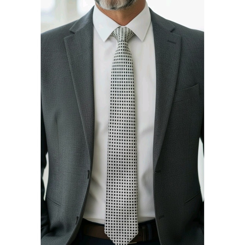 Robert Talbott "Best of Class" Timeless Luxury Geometric Silk Tie Black Silver
